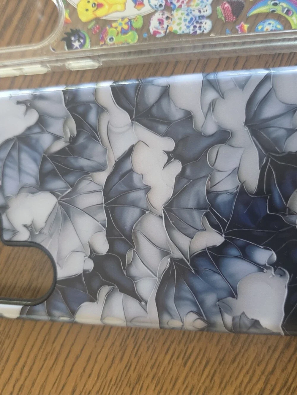 Phone Case Bundle - Black Bat Pattern & Clear Rainbow Sticker Design